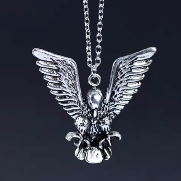 Unisex Men Eagle Silver Plated Pendant Necklace - Picture 3 of 8
